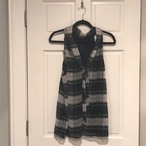 NWT J Crew plaid tie neck top 16 Tall
